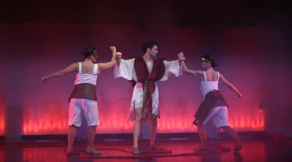 King Minos dance performance scene in Cretan mythology with ritual choreography - Threads of Crete