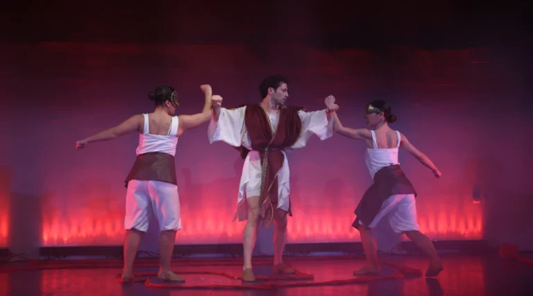 King Minos dance performance scene in Cretan mythology with ritual choreography - Threads of Crete
